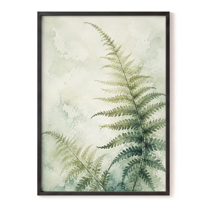 Ferns in Pale Mist, green, beige, white nature wall art, front artwork view