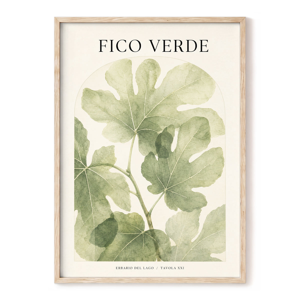 Fico Verde Study, green, beige nature wall art, front artwork view