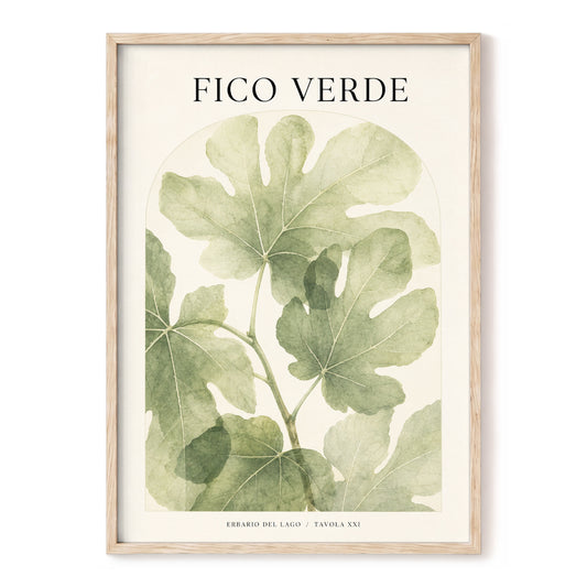 Fico Verde Study, green, beige nature wall art, front artwork view