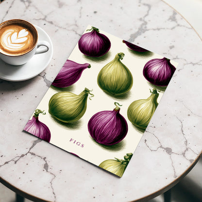 Fig Orchard Study, purple, green, beige nature wall art displayed in a styled interior, gallery view 3