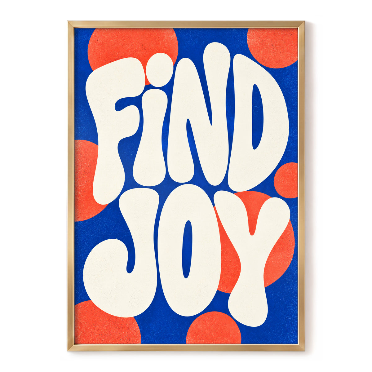 Find Joy in Colour, blue, beige, orange abstract wall art, front artwork view