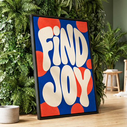 Find Joy in Colour, blue, beige, orange abstract wall art displayed in a styled interior, gallery view 1