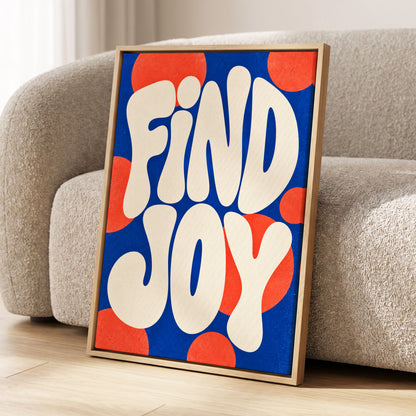 Find Joy in Colour, blue, beige, orange abstract wall art displayed in a styled interior, gallery view 2