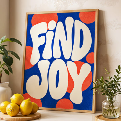 Find Joy in Colour, blue, beige, orange abstract wall art displayed in a styled interior, gallery view 4