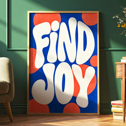 Find Joy in Colour, blue, beige, orange abstract wall art displayed in a styled interior, gallery view 6