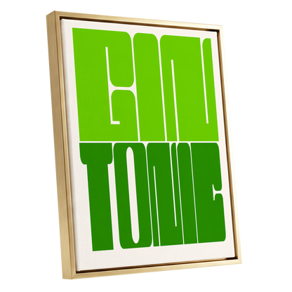 Fine Tone in Green, green, beige minimalist wall art shown as a gold framed canvas wall art