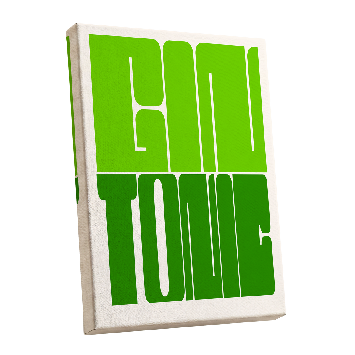 Fine Tone in Green, green, beige minimalist wall art shown as a stretched canvas wall art