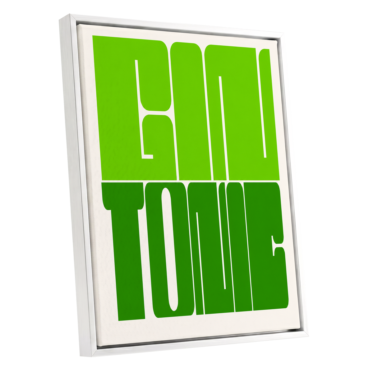 Fine Tone in Green, green, beige minimalist wall art shown as a white framed canvas wall art