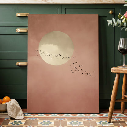 Flight Across Blush, pink, beige, white nature wall art displayed in a styled interior, gallery view 7