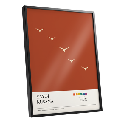 Flight Over Terracotta, brown, beige, black nature wall art shown as a black framed poster wall art print