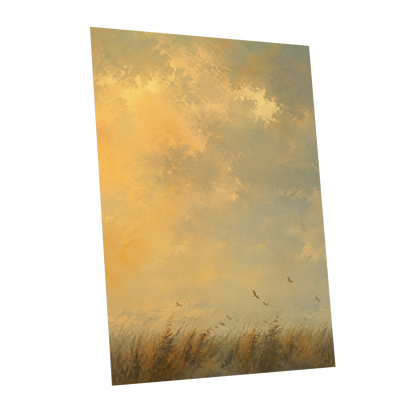 Flight Through Amber, gold, yellow, beige nature wall art shown as a unframed poster wall art print