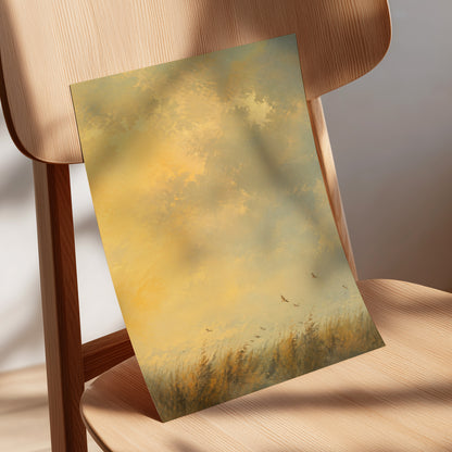 Flight Through Amber, gold, yellow, beige nature wall art displayed in a styled interior, gallery view 5