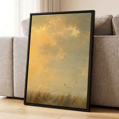 Flight Through Amber, gold, yellow, beige nature wall art displayed in a styled interior, gallery view 8