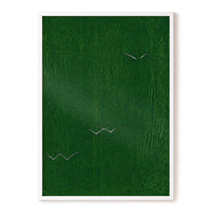 Flight Through Green, green, gray, black nature wall art, front artwork view