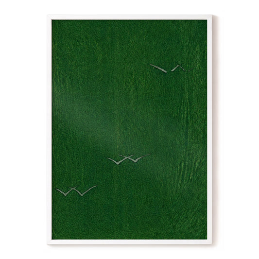 Flight Through Green, green, gray, black nature wall art, front artwork view