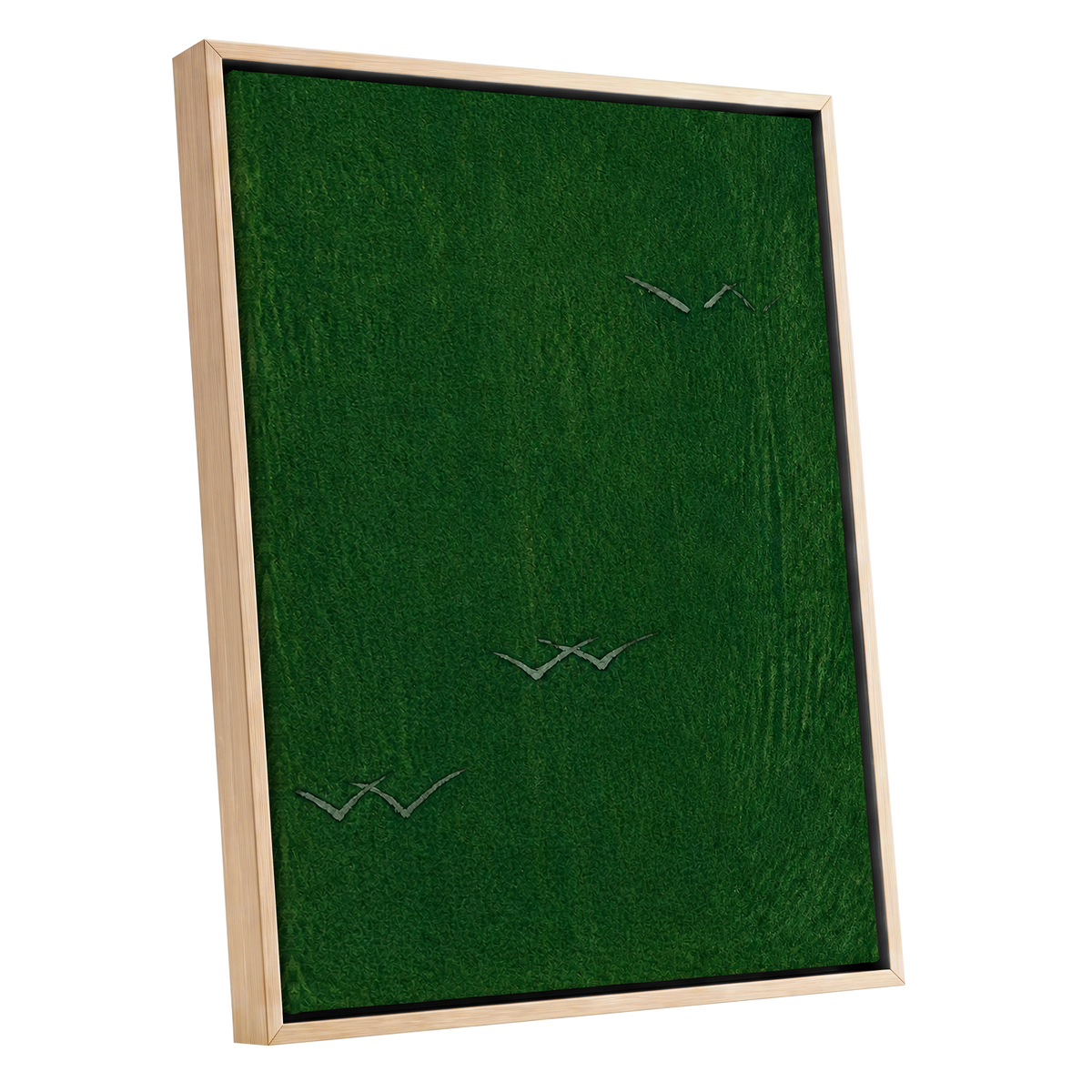 Flight Through Green, green, gray, black nature wall art shown as a oak framed canvas wall art