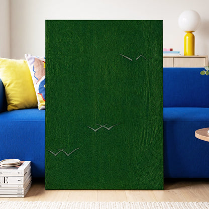 Flight Through Green, green, gray, black nature wall art displayed in a styled interior, gallery view 3