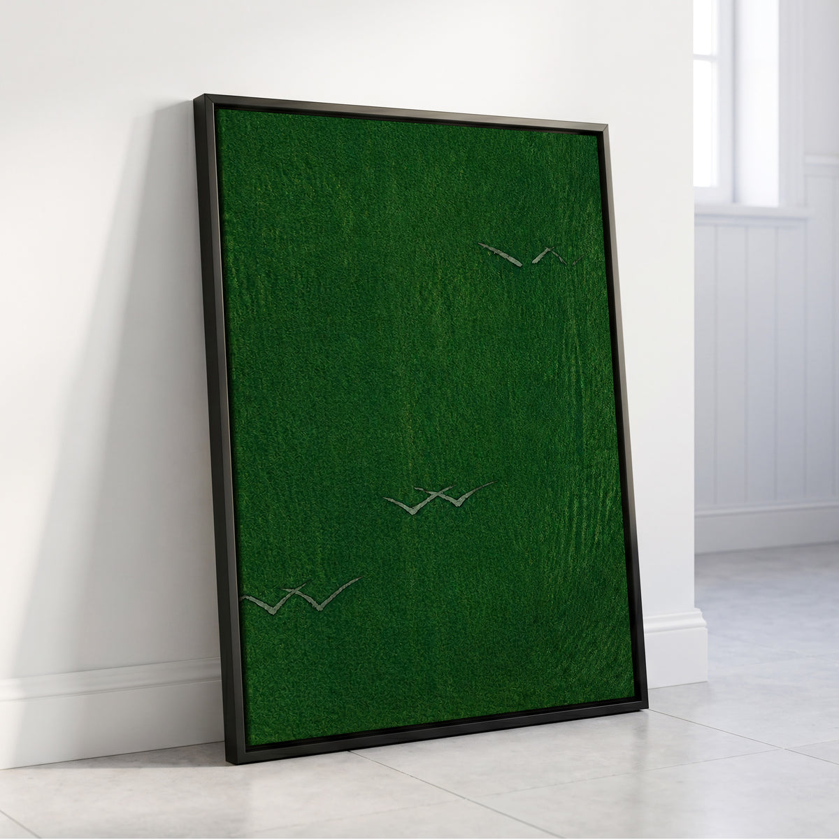 Flight Through Green, green, gray, black nature wall art displayed in a styled interior, gallery view 4