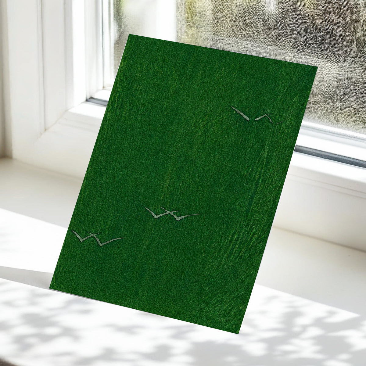 Flight Through Green, green, gray, black nature wall art displayed in a styled interior, gallery view 5