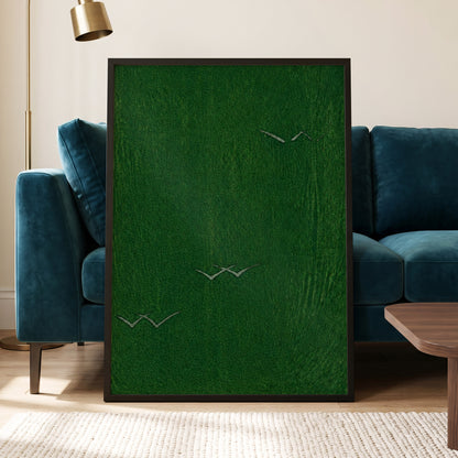 Flight Through Green, green, gray, black nature wall art displayed in a styled interior, gallery view 6