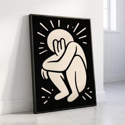 Folded in Light, black, beige, gray minimalist wall art displayed in a styled interior, gallery view 4
