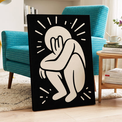 Folded in Light, black, beige, gray minimalist wall art displayed in a styled interior, gallery view 7