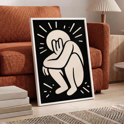 Folded in Light, black, beige, gray minimalist wall art displayed in a styled interior, gallery view 9