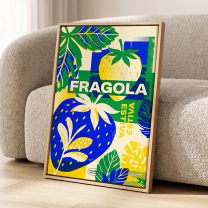 Fragola Pop Garden, blue, green, yellow nature wall art displayed in a styled interior, gallery view 2