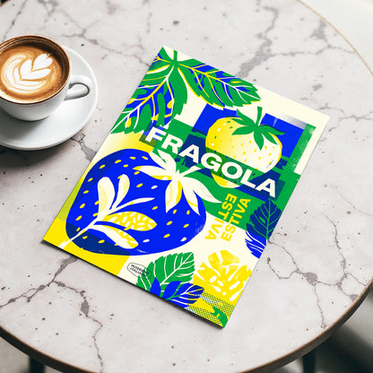 Fragola Pop Garden, blue, green, yellow nature wall art displayed in a styled interior, gallery view 4
