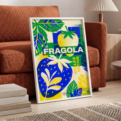 Fragola Pop Garden, blue, green, yellow nature wall art displayed in a styled interior, gallery view 6