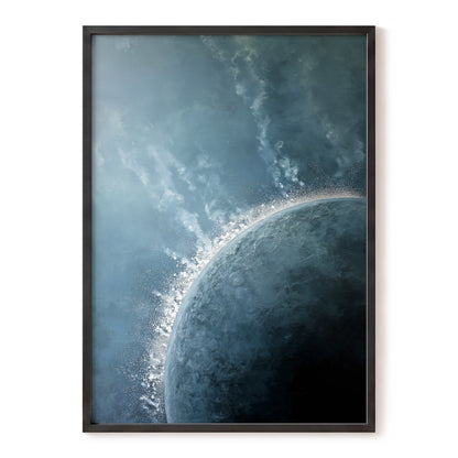 Frostline Eclipse, blue, gray, white nature wall art, front artwork view
