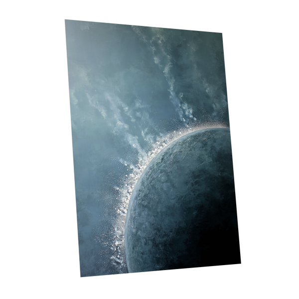 Frostline Eclipse, blue, gray, white nature wall art shown as a unframed poster wall art print