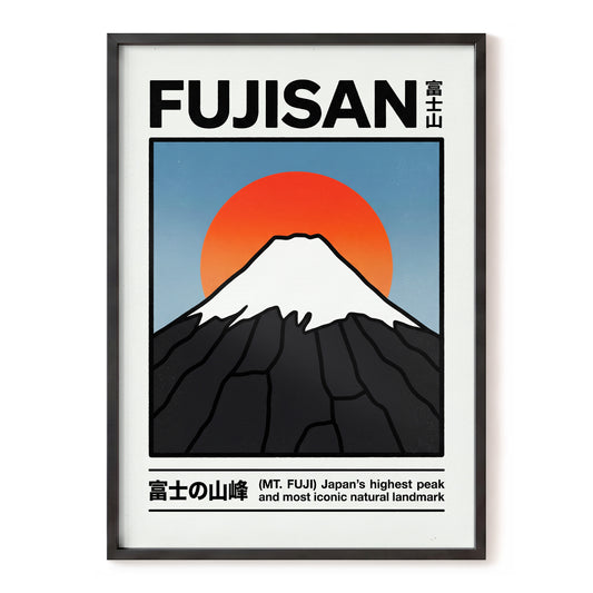 Fuji in First Light, black, white, blue nature wall art, front artwork view