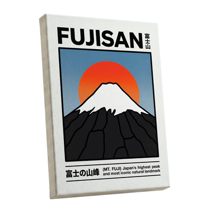 Fuji in First Light, black, white, blue nature wall art shown as a stretched canvas wall art