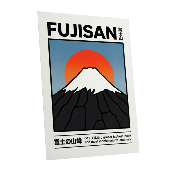 Fuji in First Light, black, white, blue nature wall art shown as a unframed poster wall art print