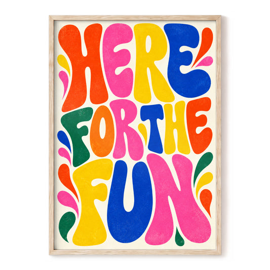Full Colour Fun, pink, yellow, blue abstract wall art, front artwork view