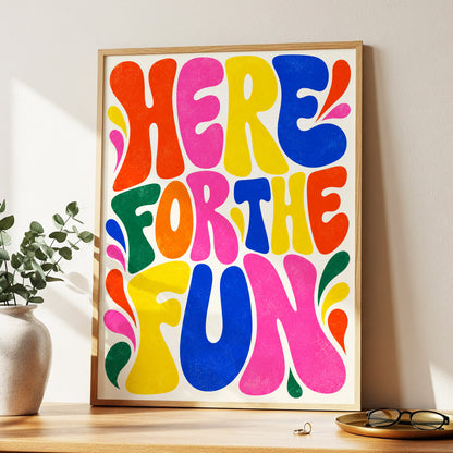 Full Colour Fun, pink, yellow, blue abstract wall art displayed in a styled interior, gallery view 3