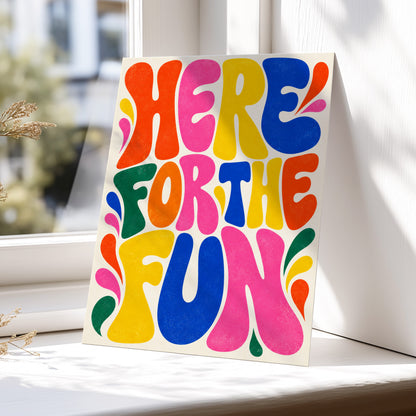 Full Colour Fun, pink, yellow, blue abstract wall art displayed in a styled interior, gallery view 6
