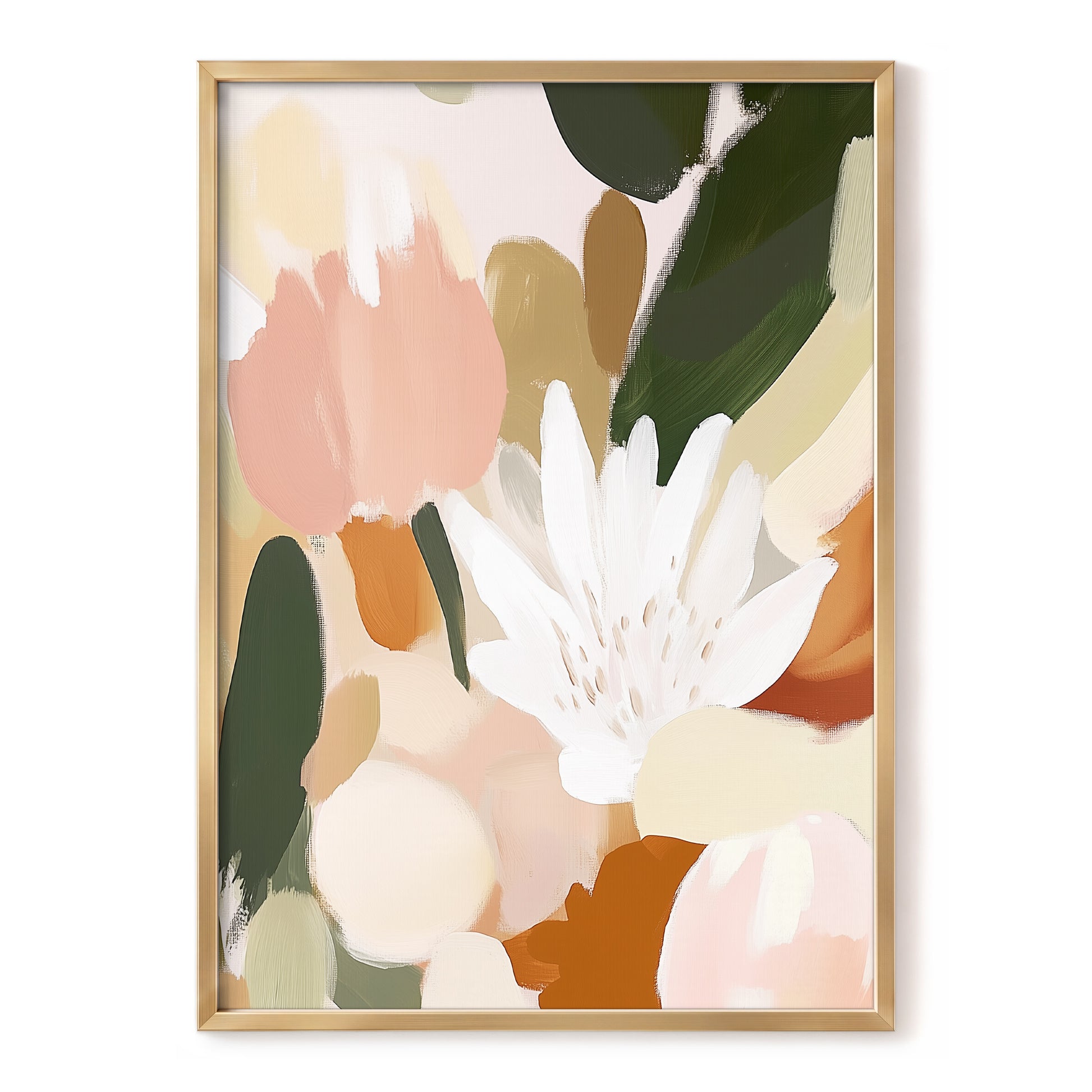 Garden in Soft Focus, green, beige, pink floral wall art, front artwork view