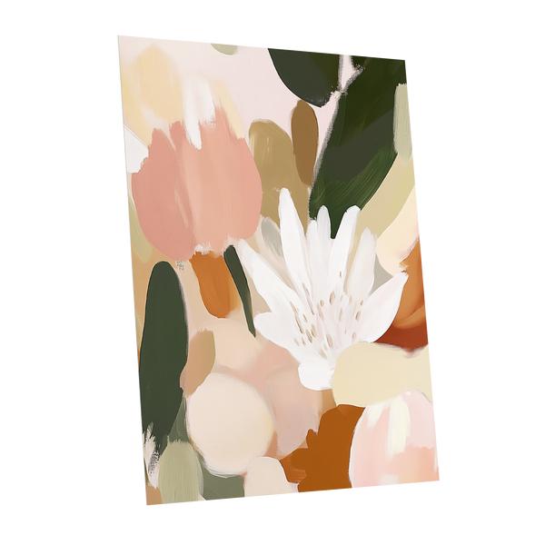 Garden in Soft Focus, green, beige, pink floral wall art shown as a unframed poster wall art print