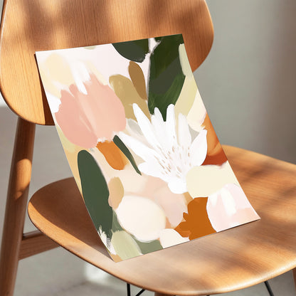 Garden in Soft Focus, green, beige, pink floral wall art displayed in a styled interior, gallery view 5