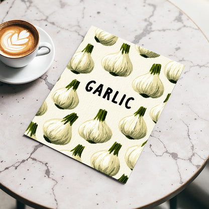 Garlic Parade, beige, white, green nature wall art displayed in a styled interior, gallery view 3