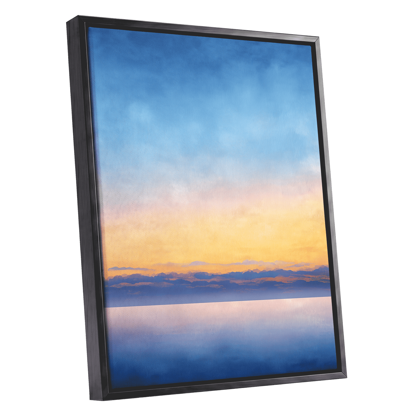 Gilded Blue Horizon – black framed canvas option
