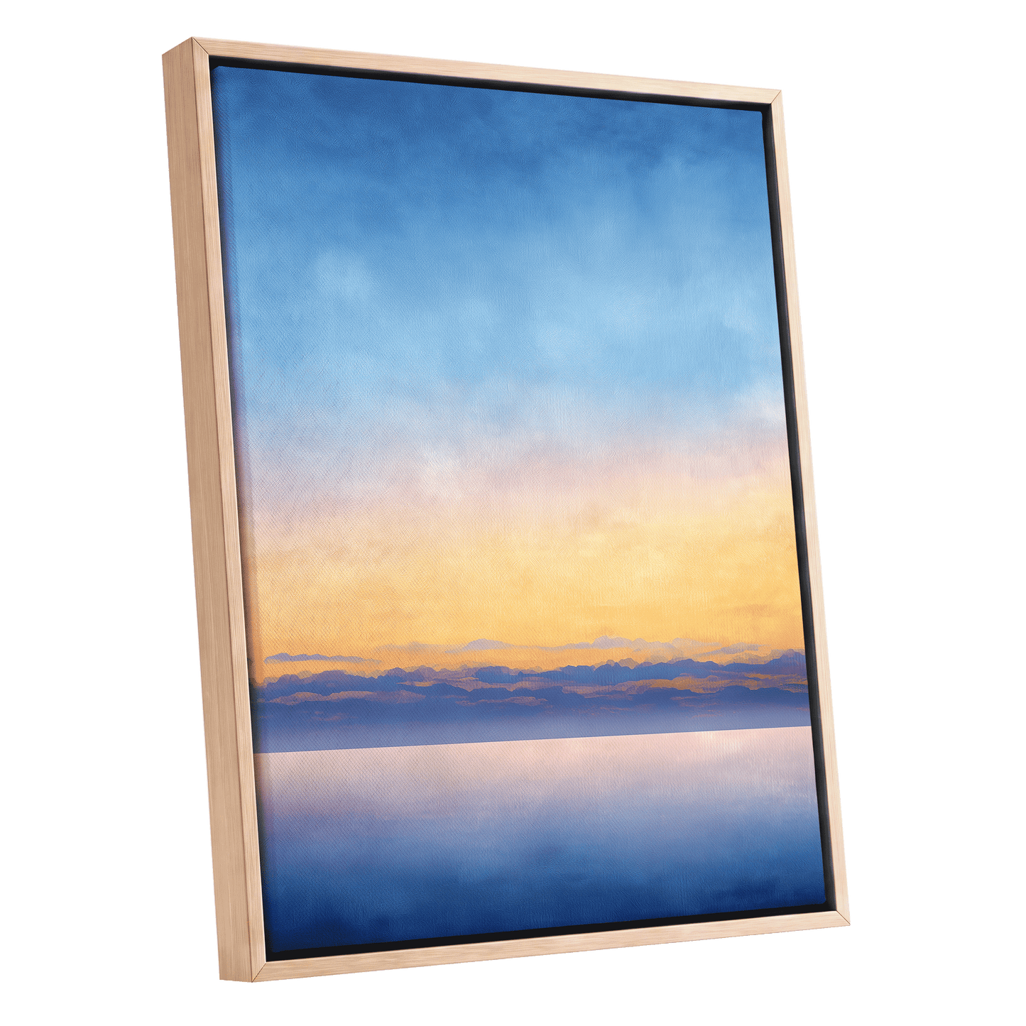 Gilded Blue Horizon – oak framed canvas option