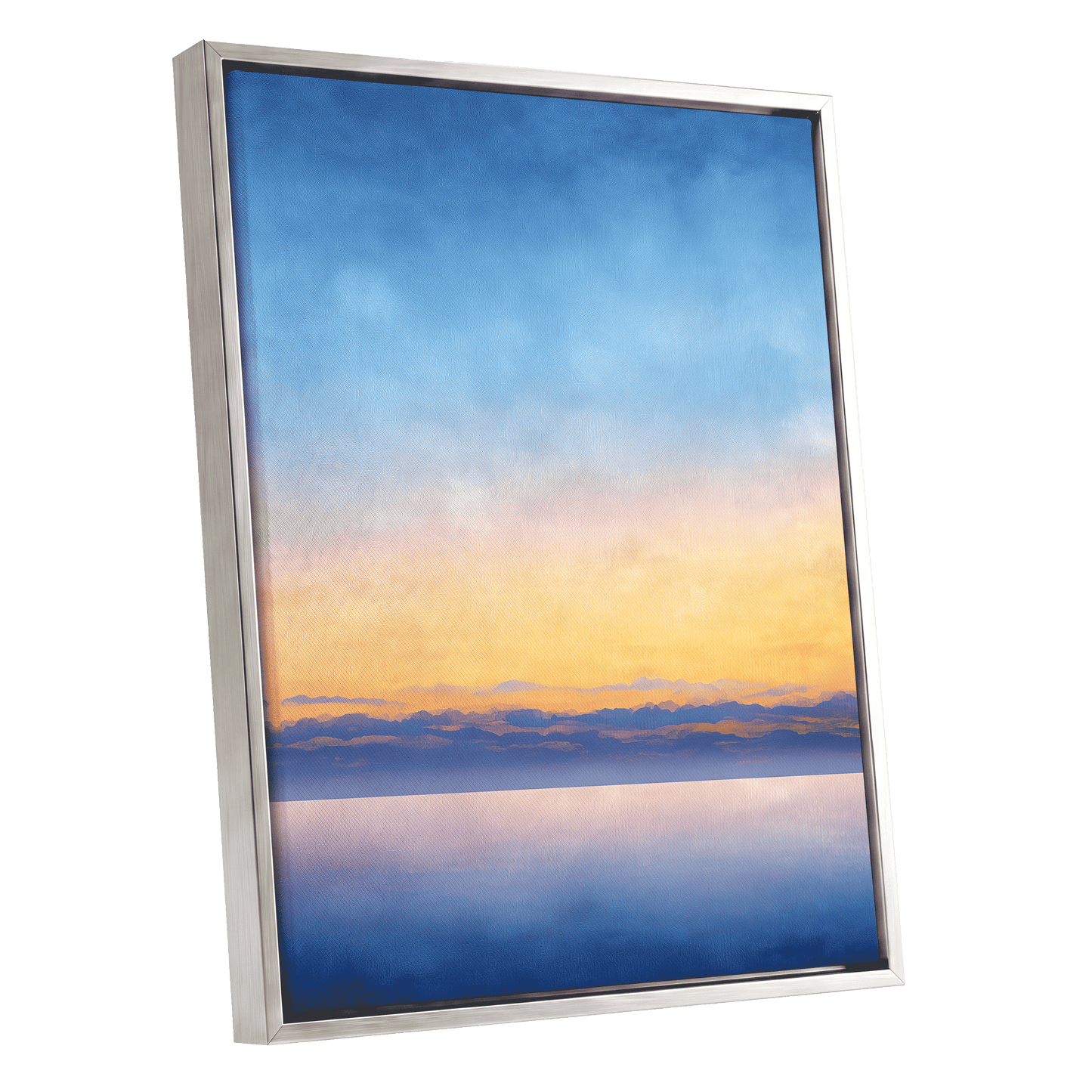Gilded Blue Horizon – silver framed canvas option