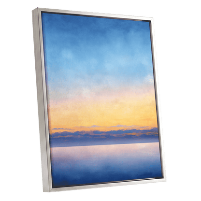 Gilded Blue Horizon – silver framed canvas option