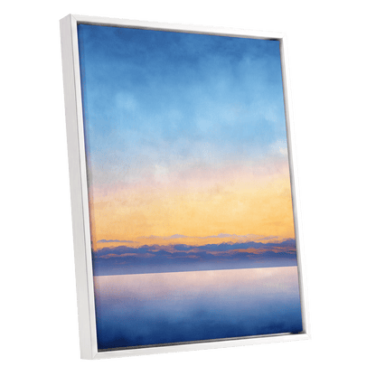 Gilded Blue Horizon – white framed canvas option