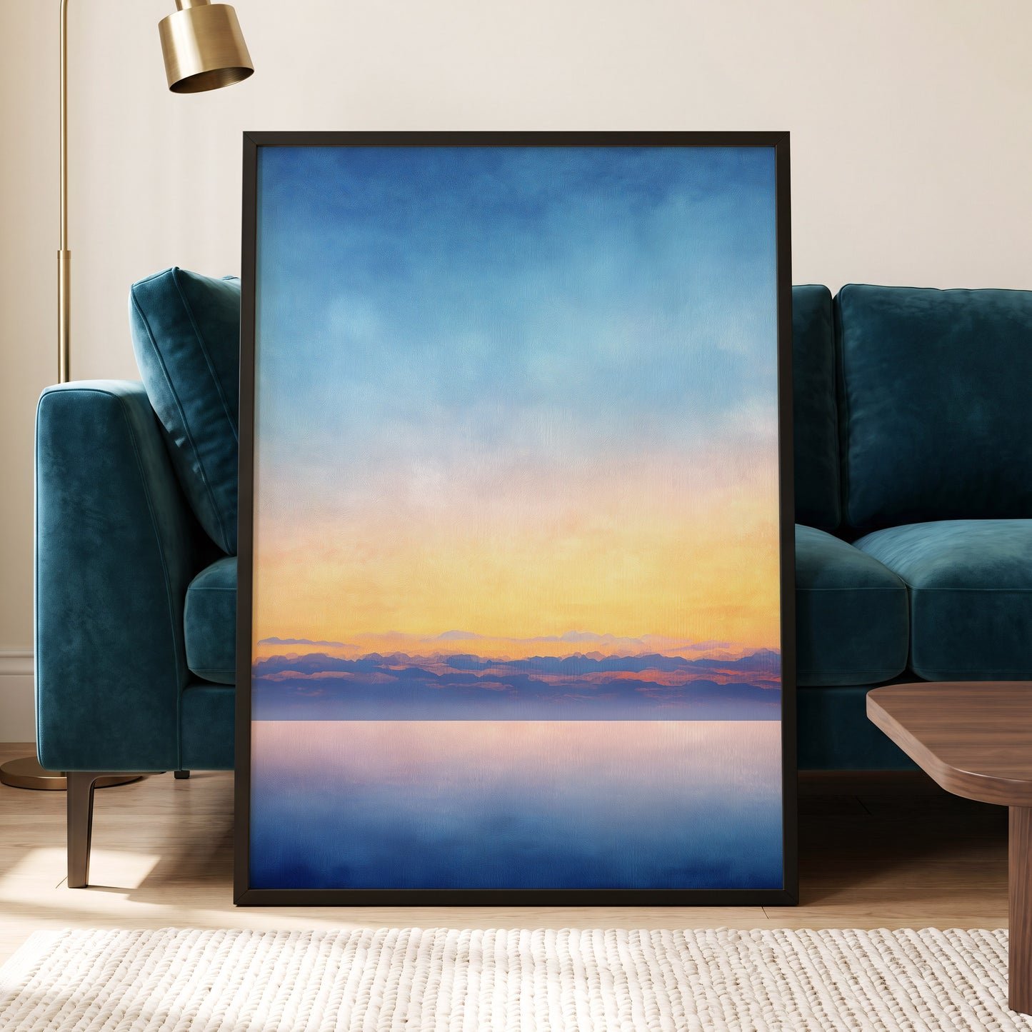 Gilded Blue Horizon – wall art displayed in a styled interior, gallery view 6