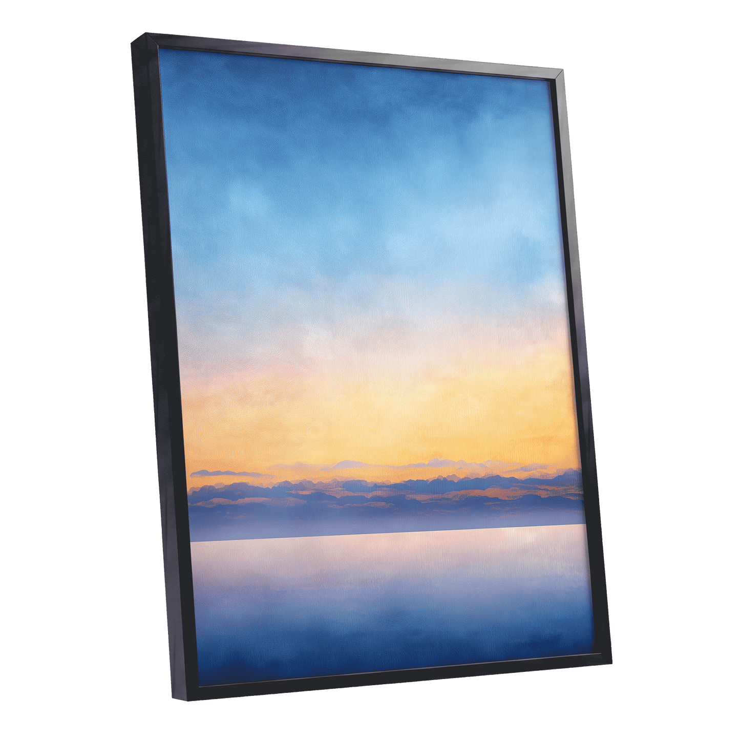 Gilded Blue Horizon – black framed poster option