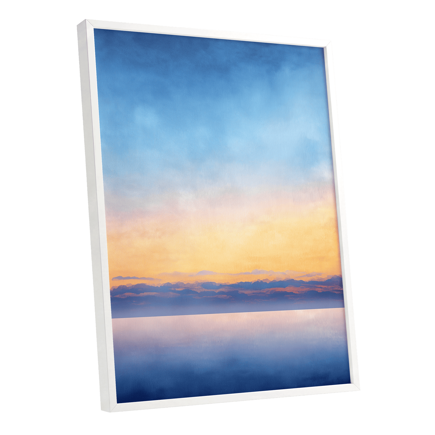 Gilded Blue Horizon – white framed poster option